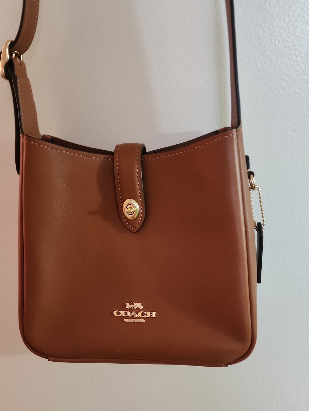 Coach Hadley Mini Tan Leather Crossbody with Gold Hardware - Picture 4 of 14
